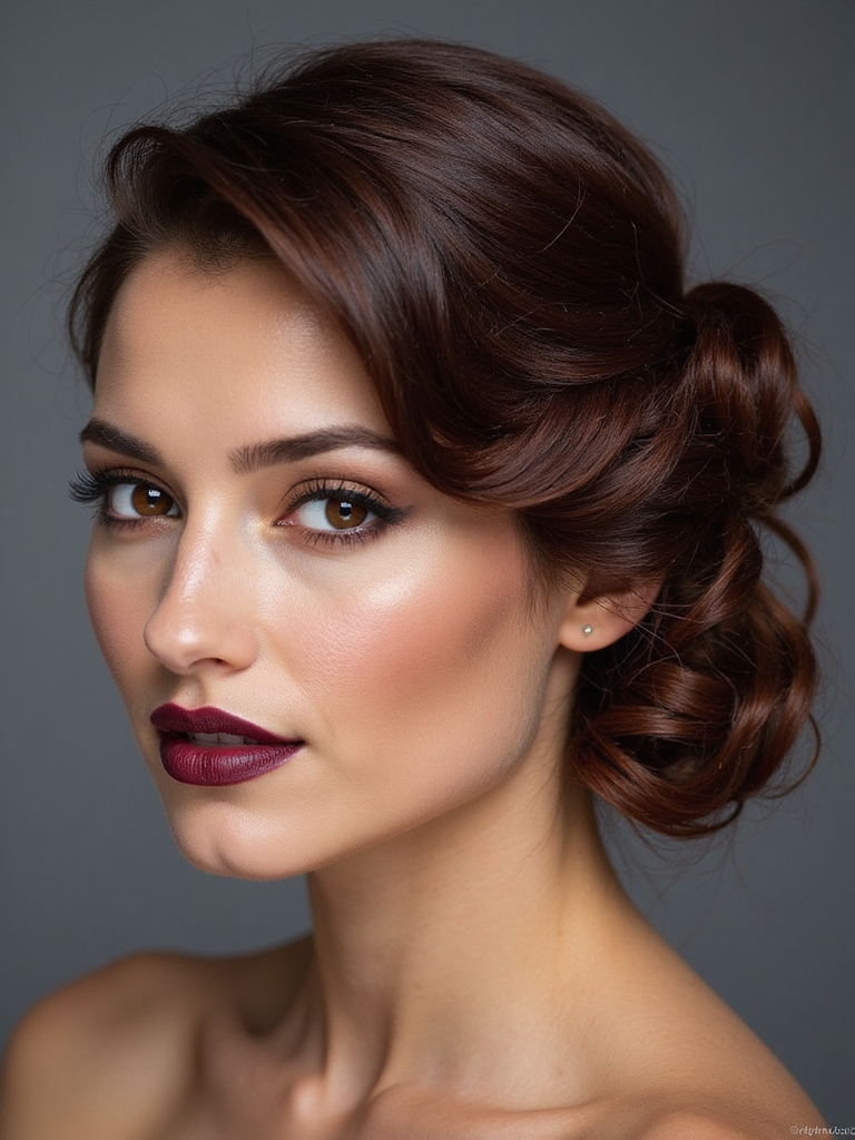 polished low curly chignon