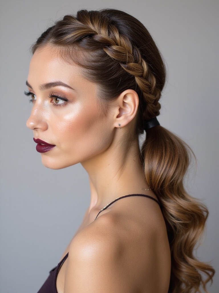 polished side braided ponytail