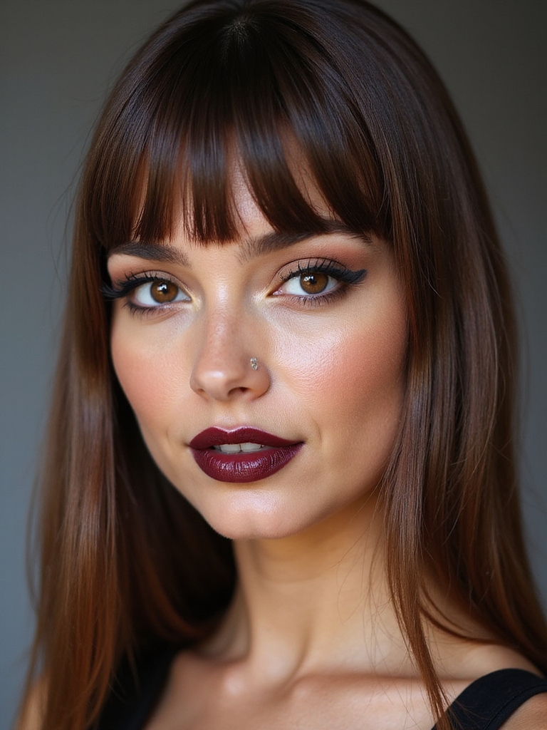 polished sleek straight side bangs