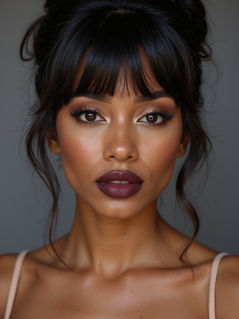 polished updo with bangs