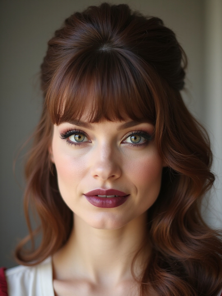 retro voluminous side swept ponytail