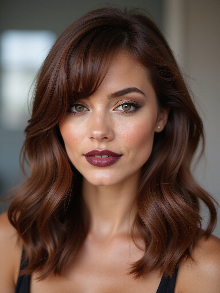 romantic face framing side swept bangs