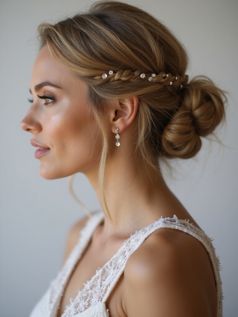 romantic loose twisted low bun