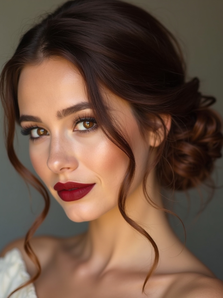 romantic low chignon with tendrils