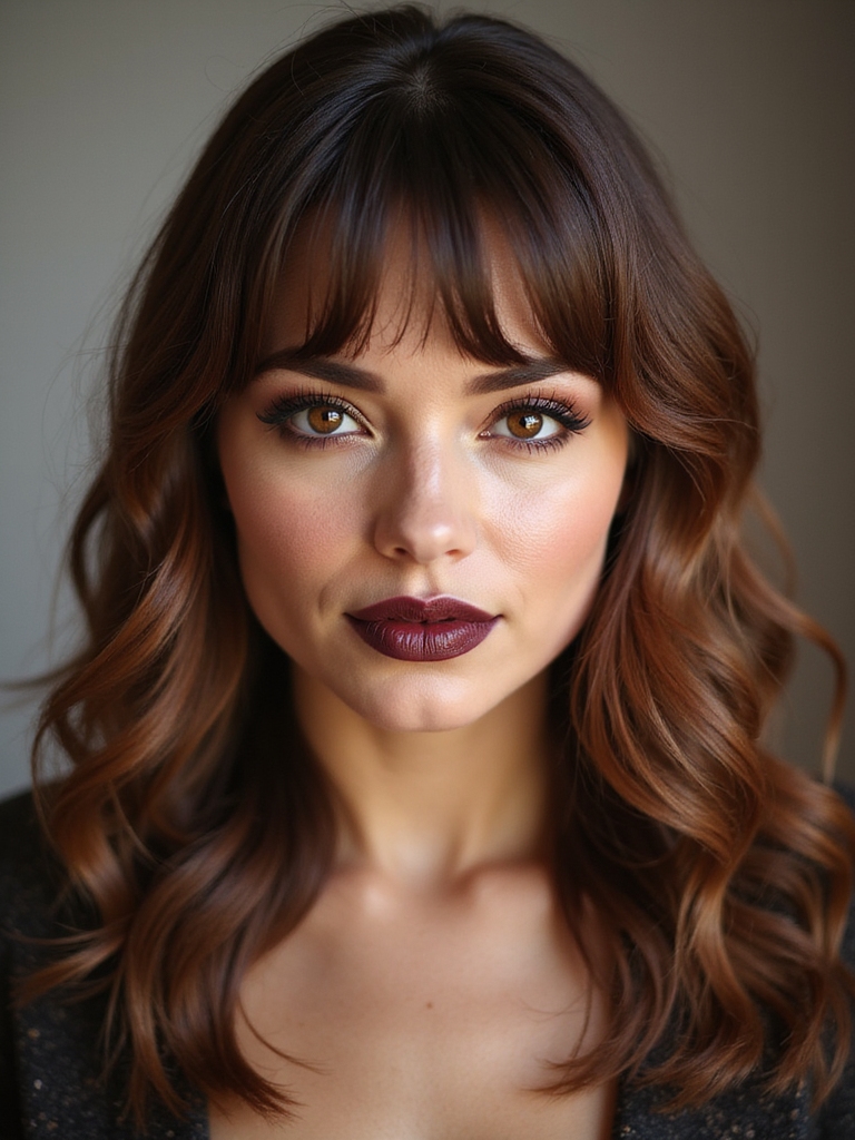 rounded bangs soft waves