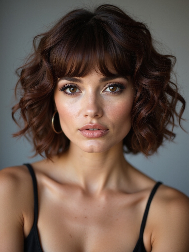 rounded curtain bangs defined curls