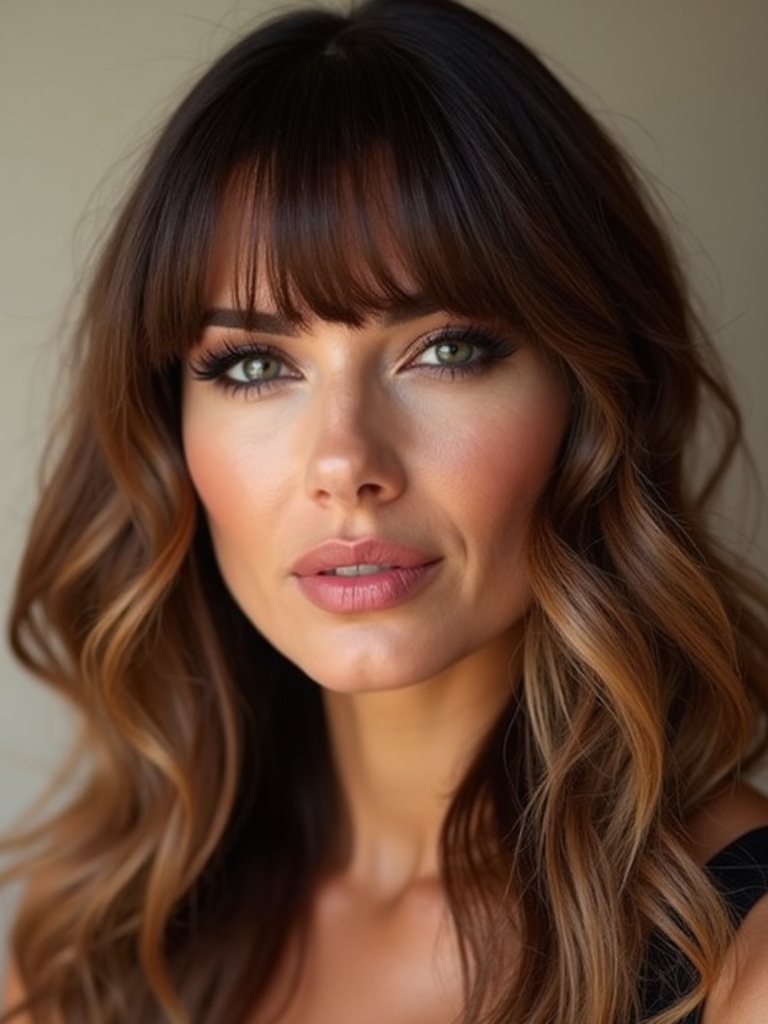 rounded curtain bangs halo frame