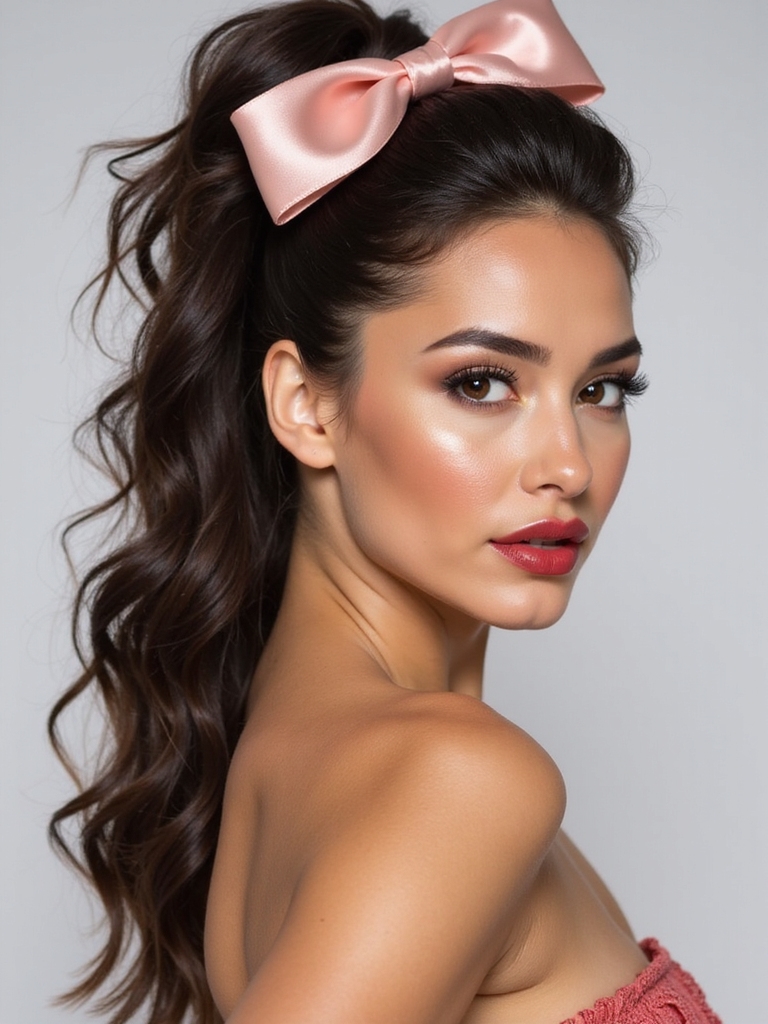 sassy high ponytail with bow