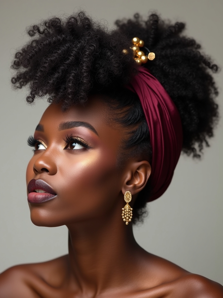 scarf wrapped beaded puff