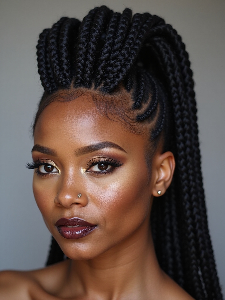 sculpted braided mohawk updo