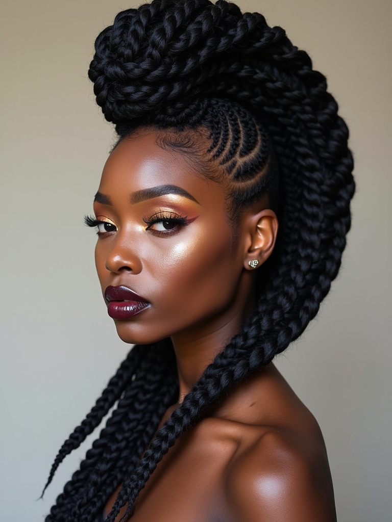sculpted braids shaved sides
