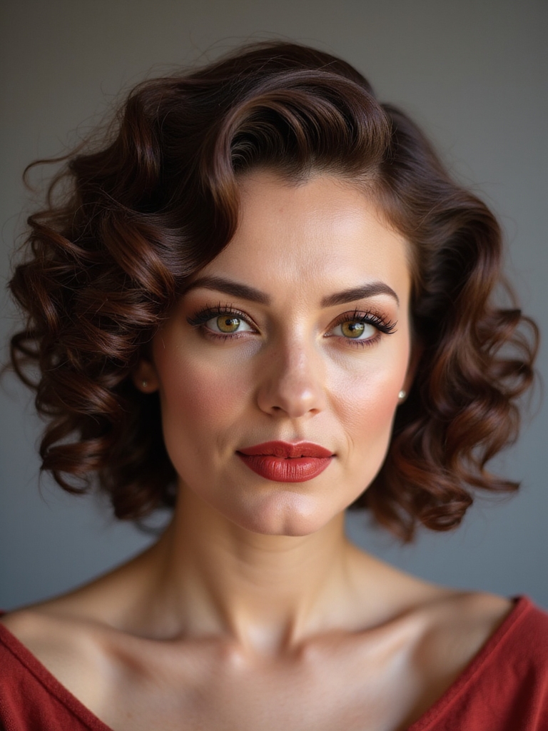 sculpted glossy vintage barrel curls
