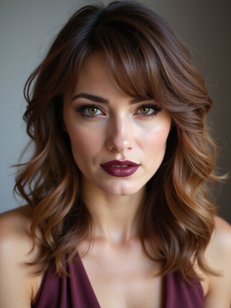 shaggy layered side bangs