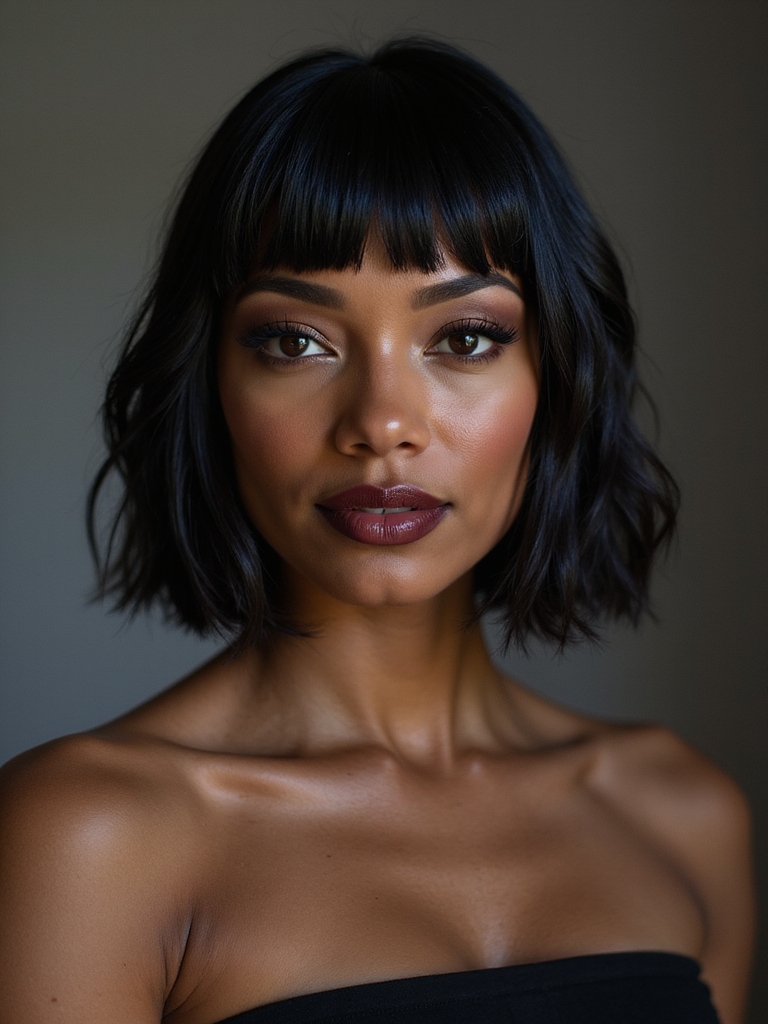 sharp blunt cut wispy fringe