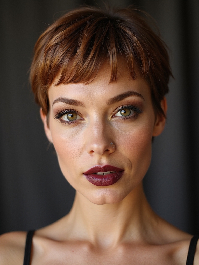 short choppy layered pixie