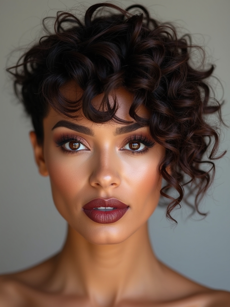 short curly side bangs