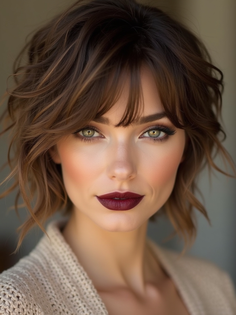 short textured cut with fringe