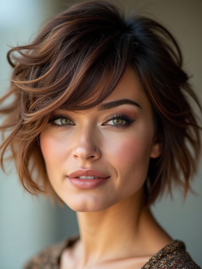 short textured wolfcut with fringe