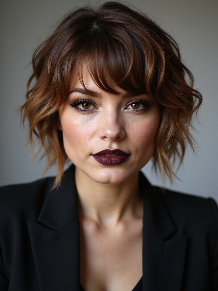 short wolfcut with bangs