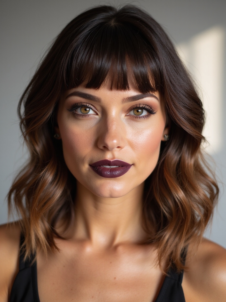 shoulder length hair with bangs