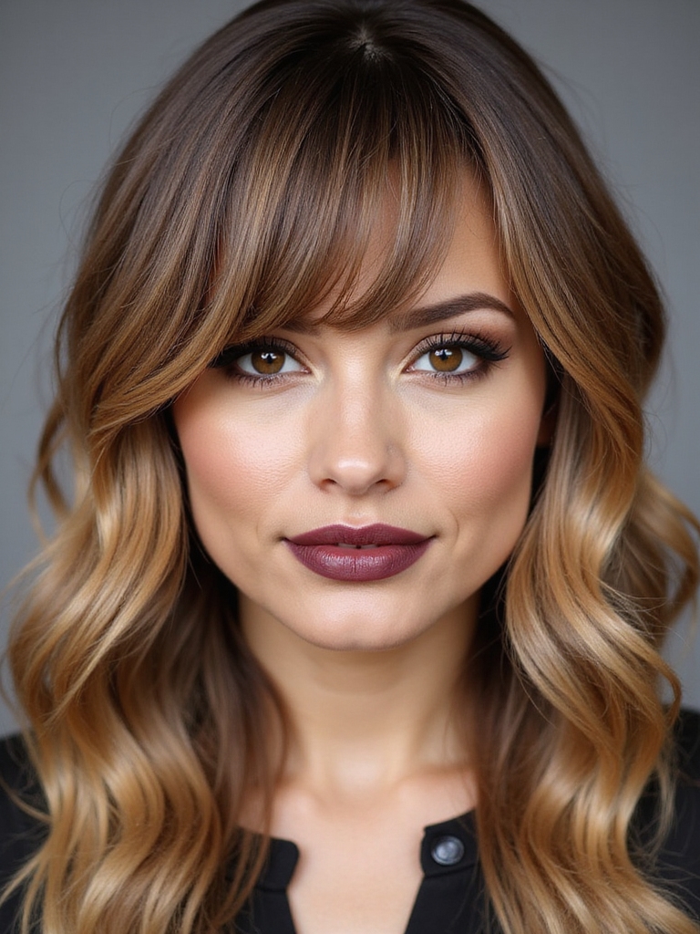 side swept balayage face flatter