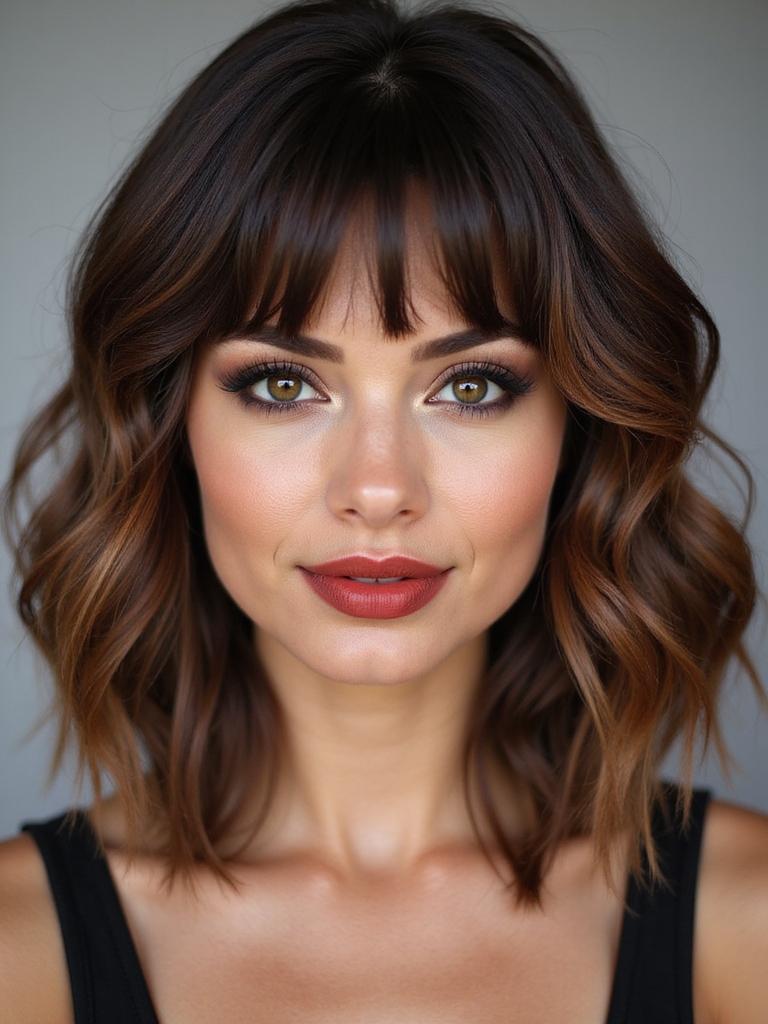 side swept bangs with layers