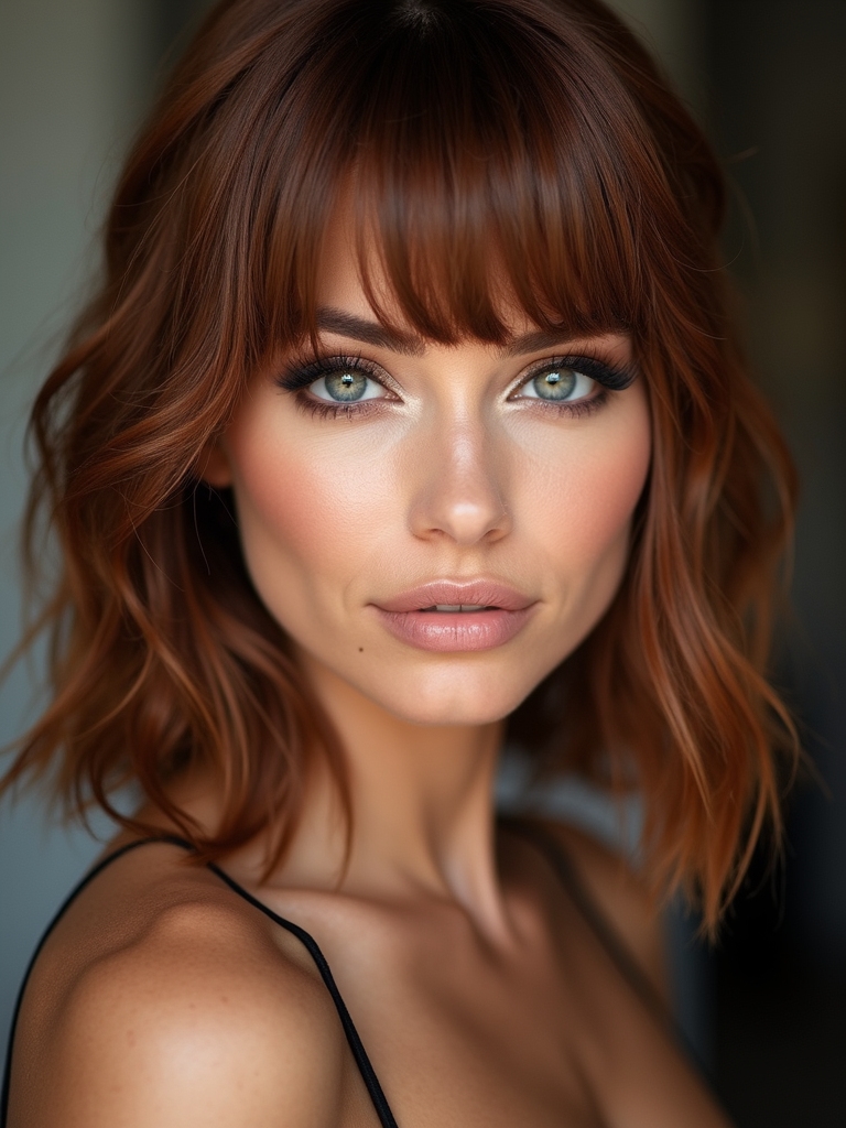 side swept blunt cheekbone bangs