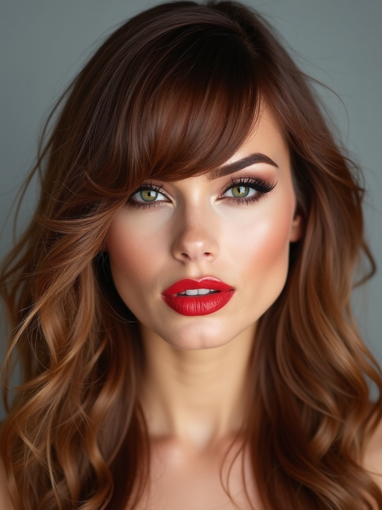 side swept cheekbone grazing bangs