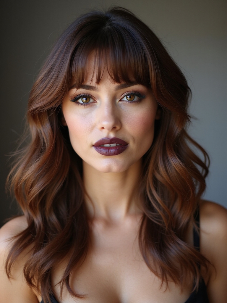 side swept curtain layered bangs
