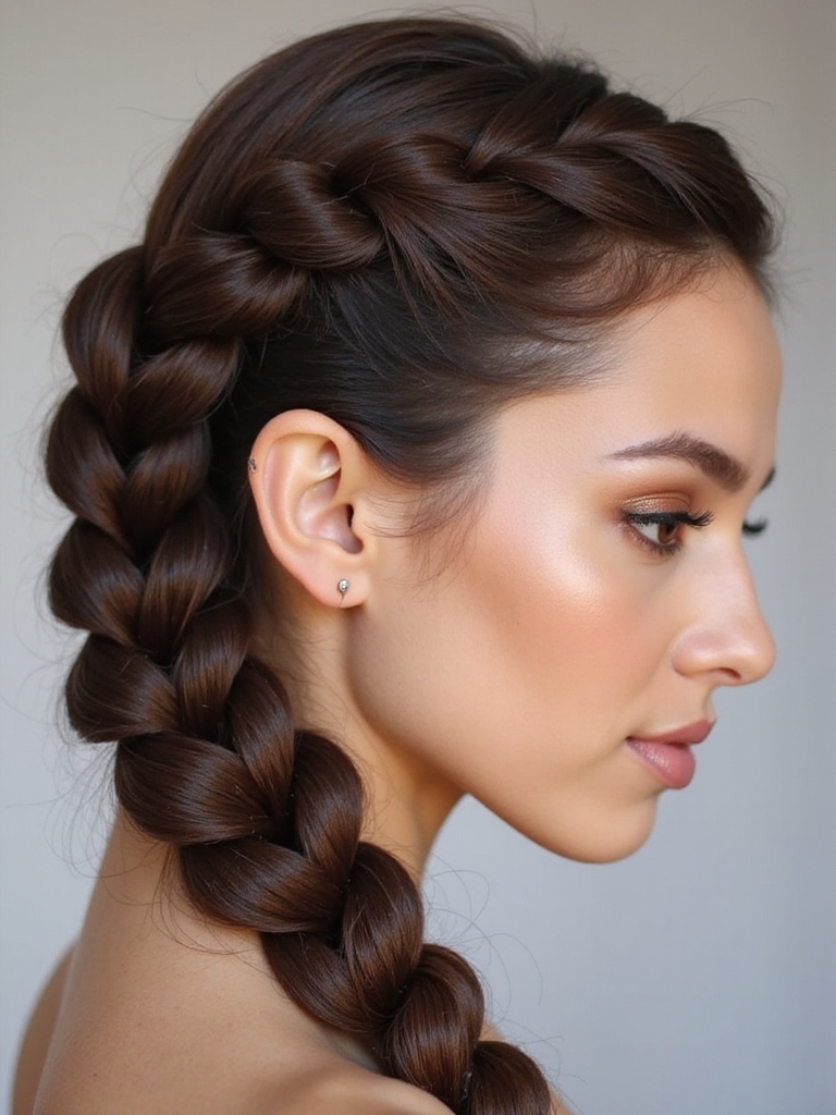 side swept elastic pancake braid