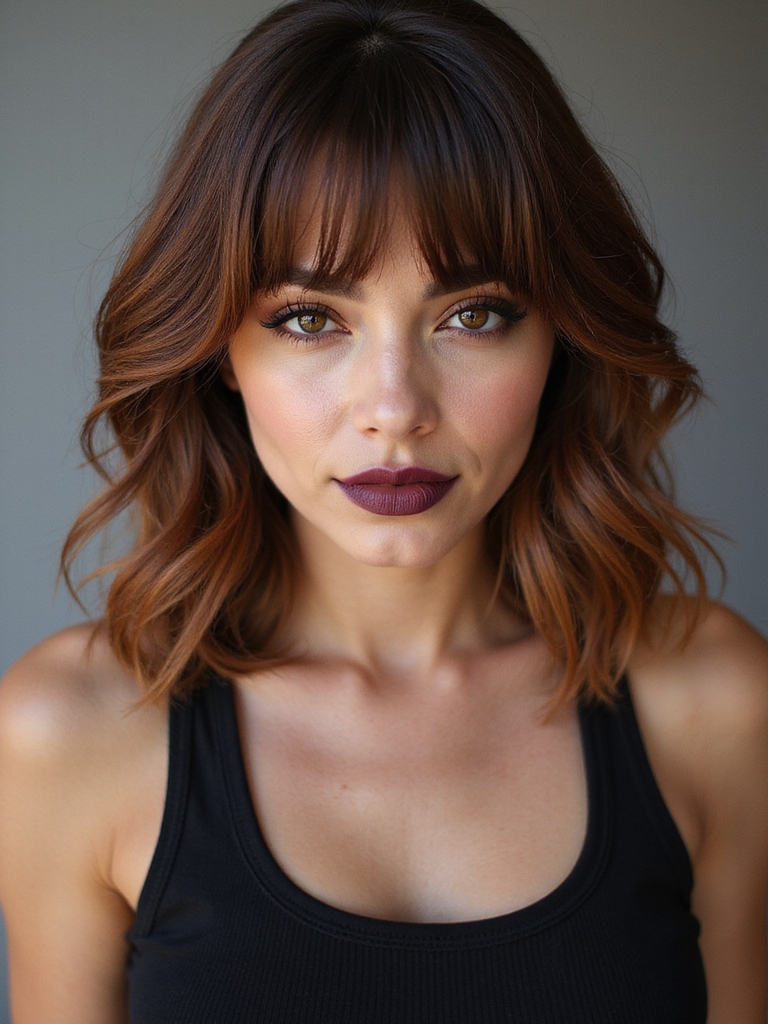 side swept layered face framing