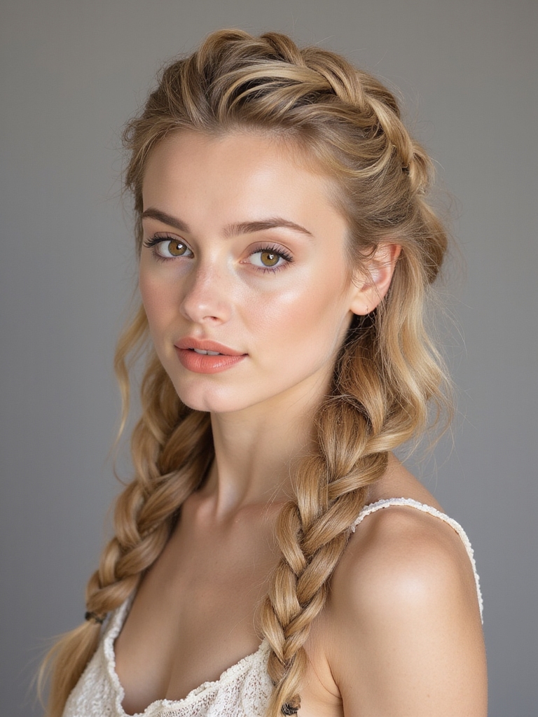 side swept milkmaid braid