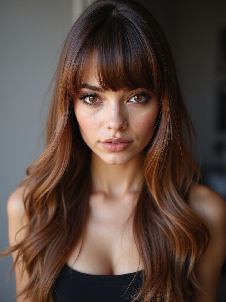 side swept sleek face framing bangs