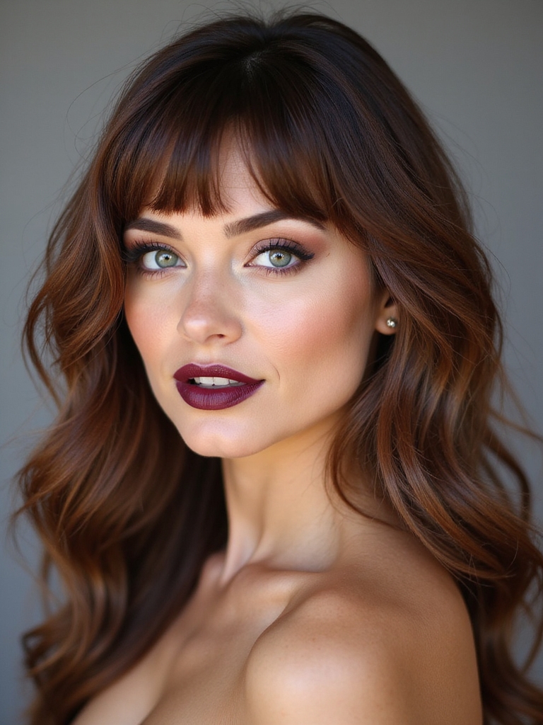 side swept textured razored fringe