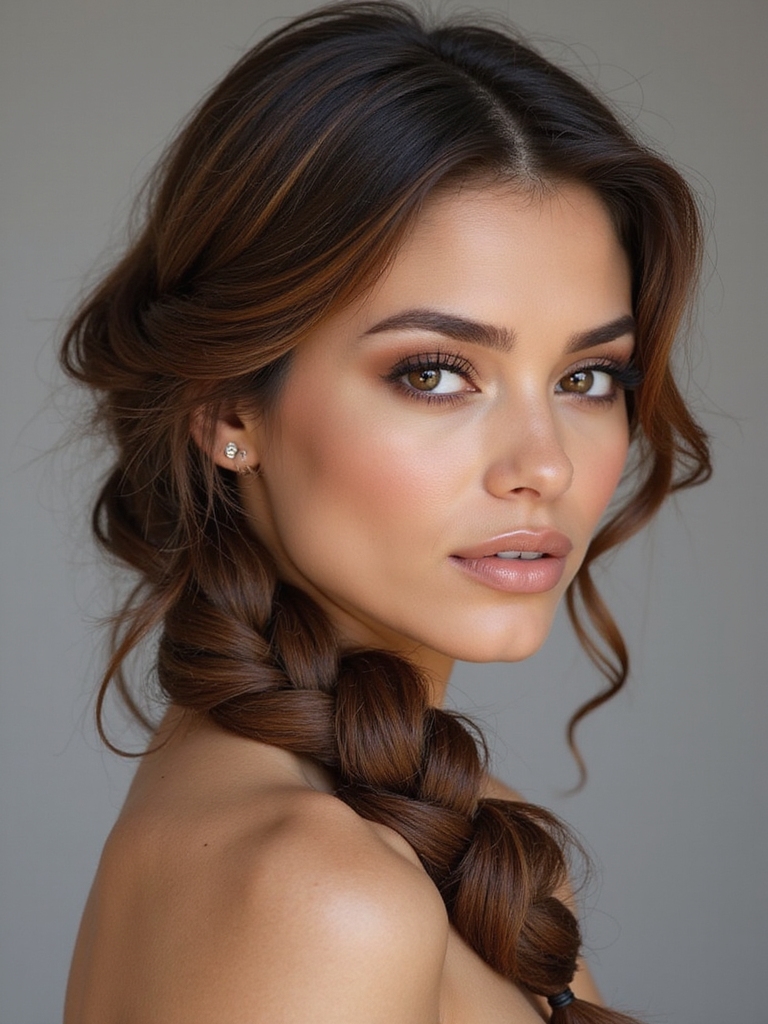 side swept tight rope braid