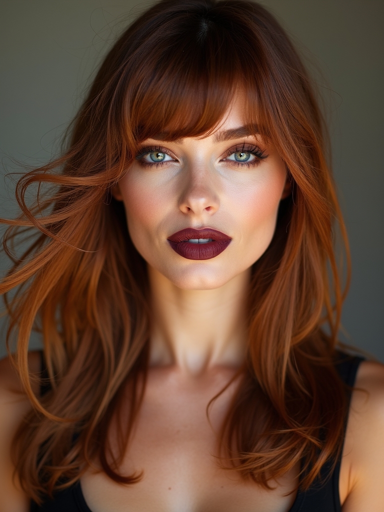side swept wispy feathered bangs