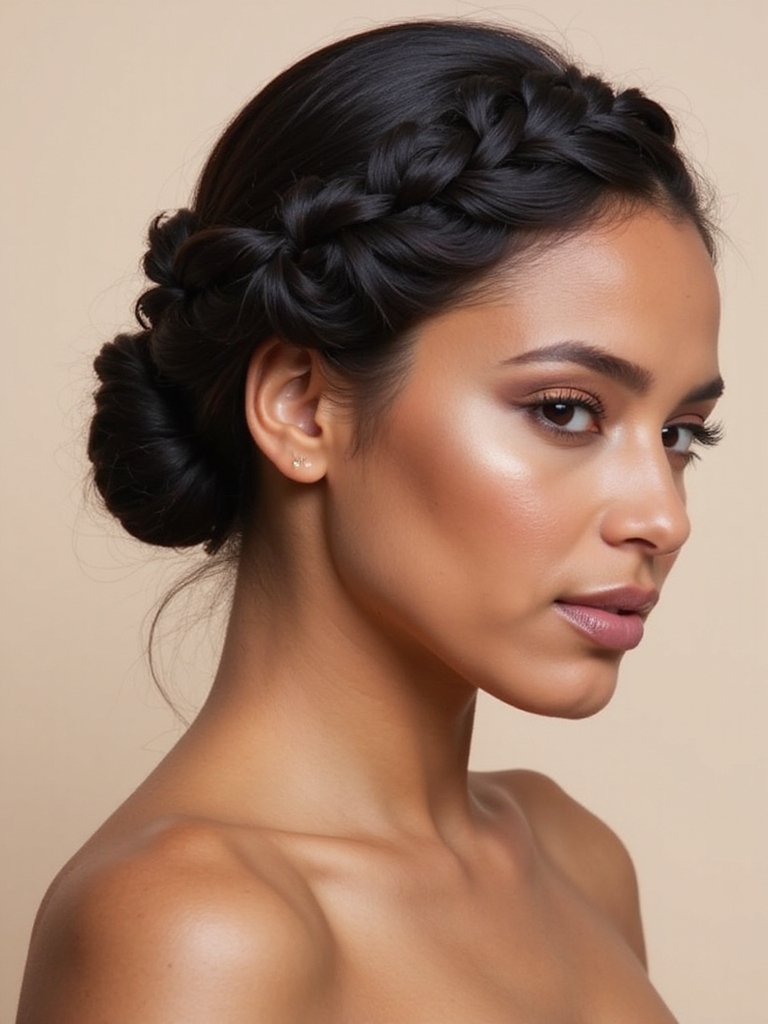 simple braided low bun