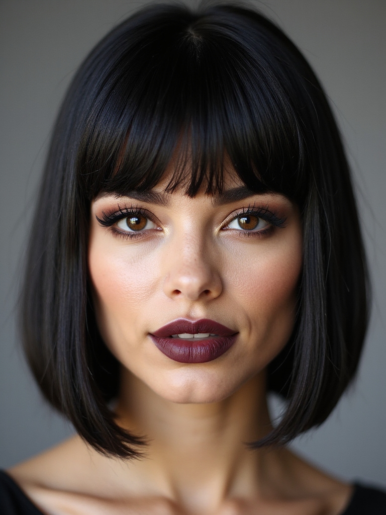 sleek a line bob with wisps