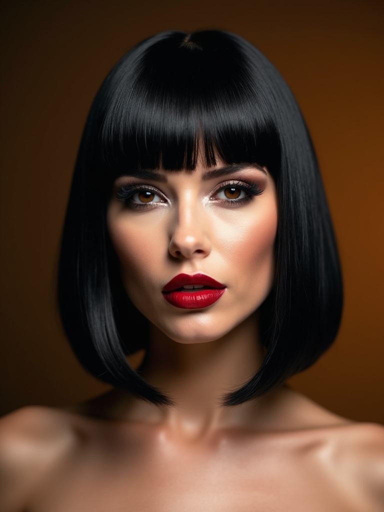 sleek blunt bob with bangs