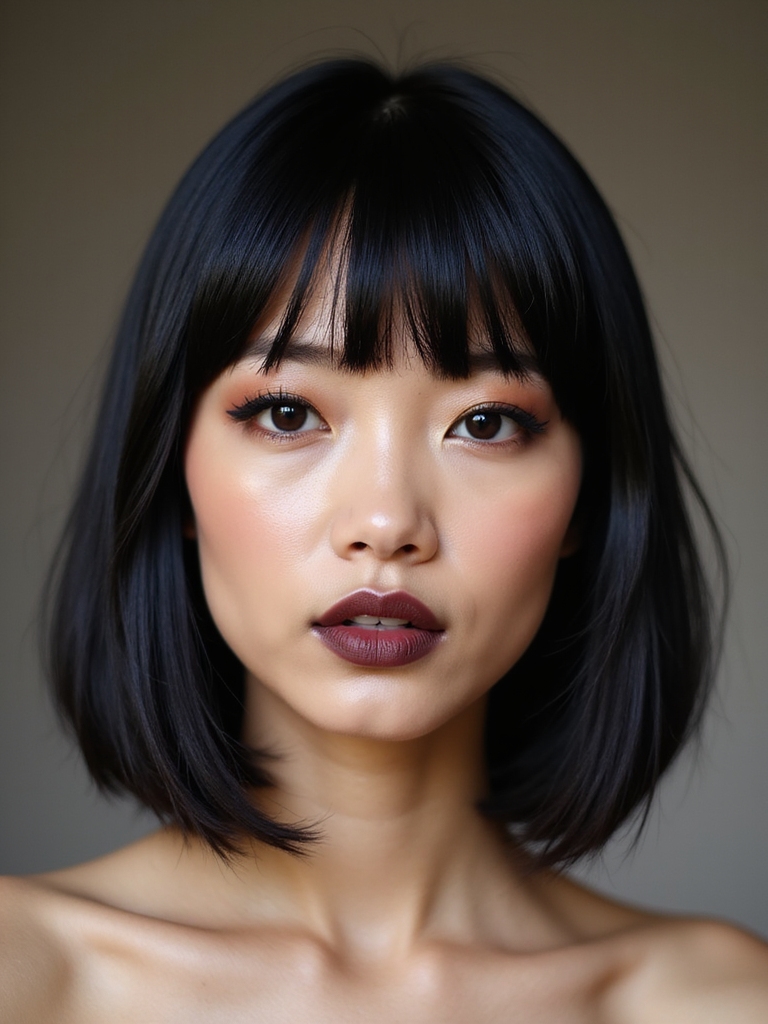 sleek blunt cut with wisps