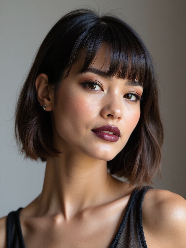 sleek bob with bangs