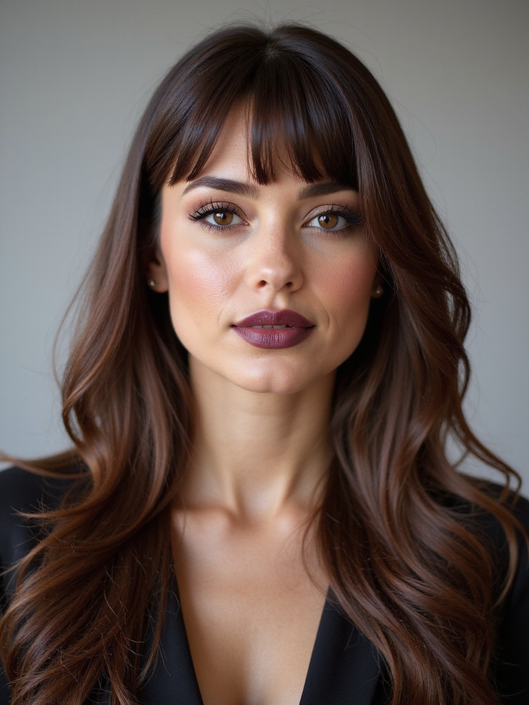 sleek face framing side bangs
