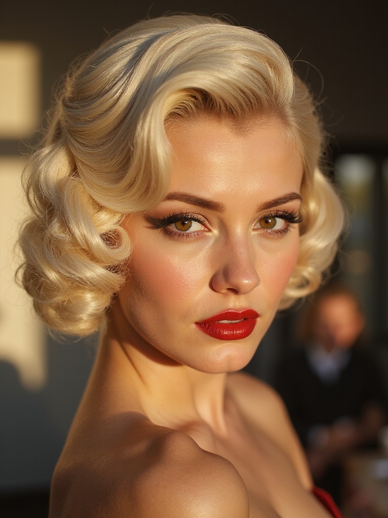 sleek finger wave french roll