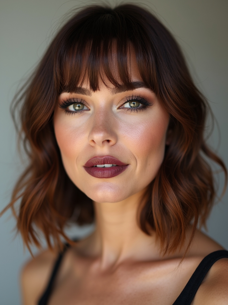 sleek high shine lob tucked