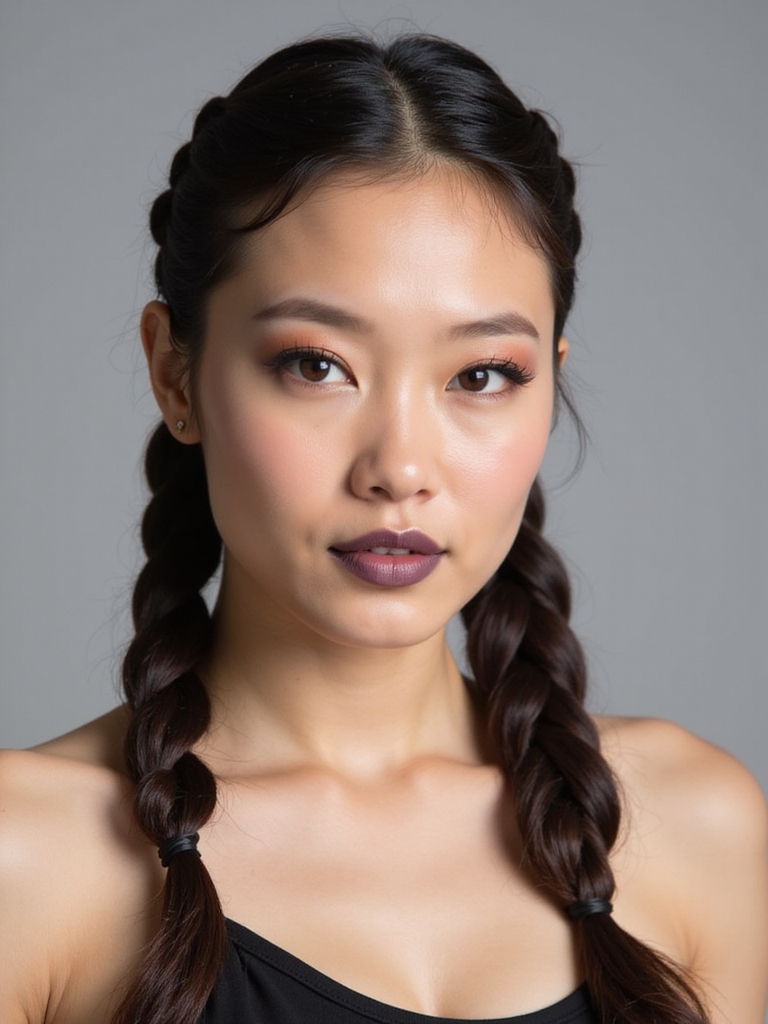 sleek low braided ponytail