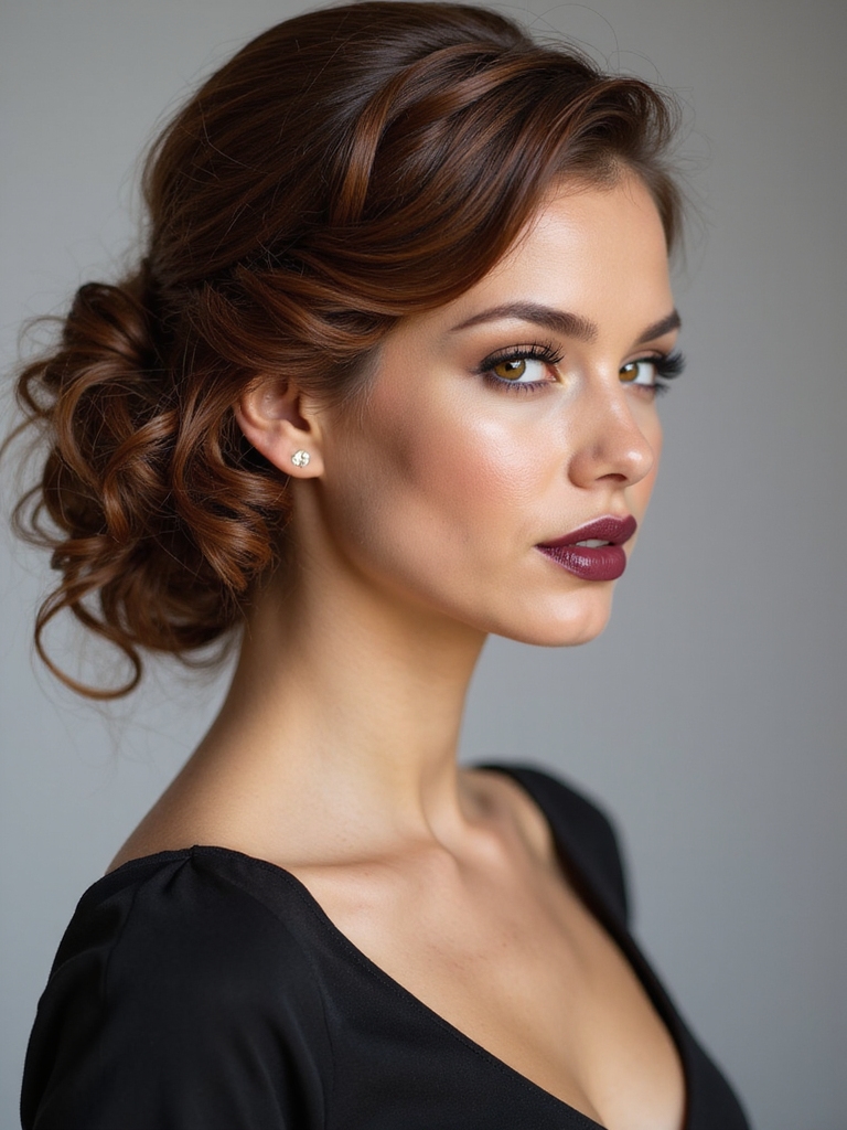 sleek low curled bun