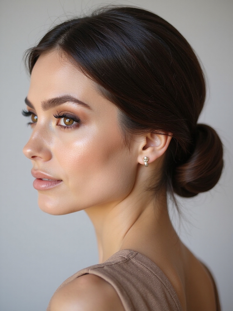 sleek low knot hairstyle