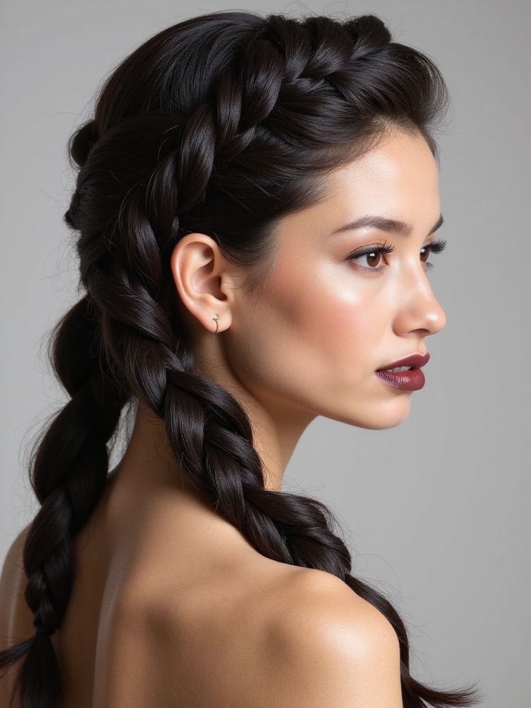 sleek low looped braid