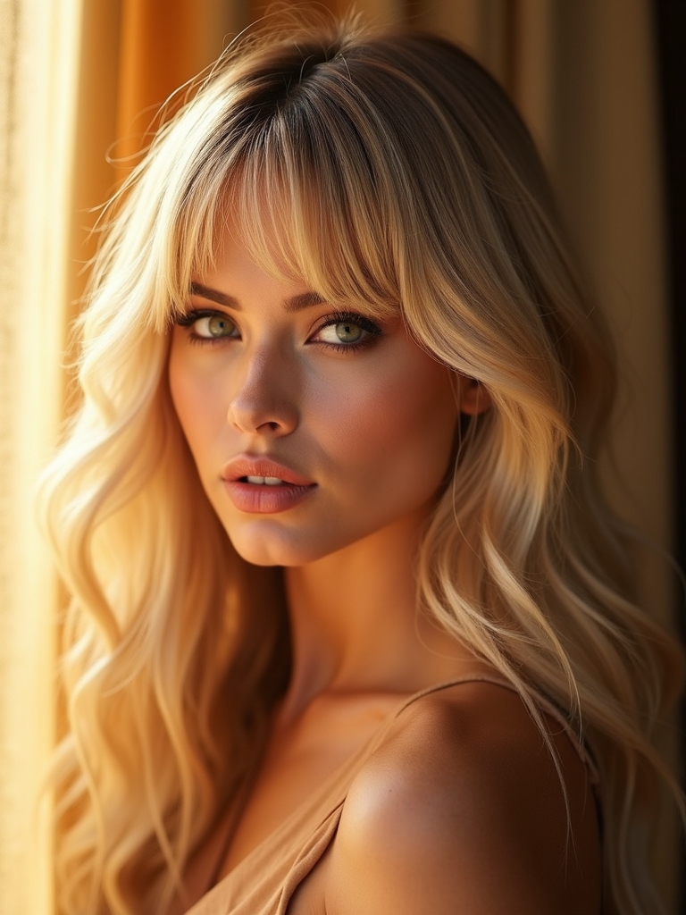 sleek or tousled curtain bangs