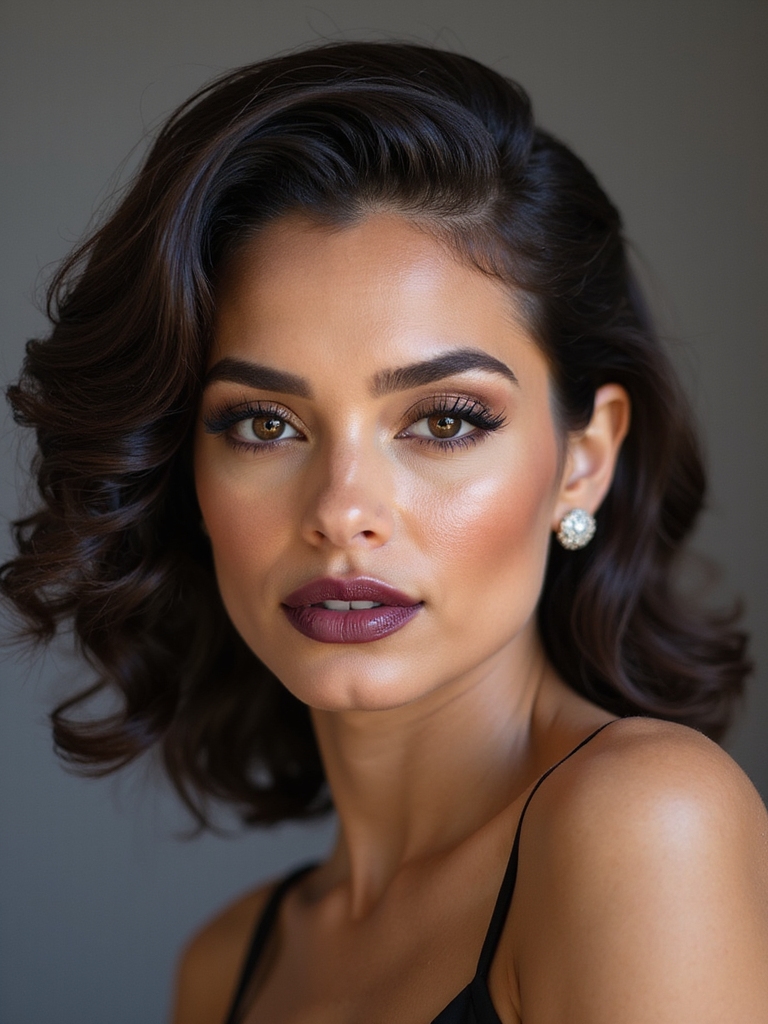 sleek pinned vintage curls